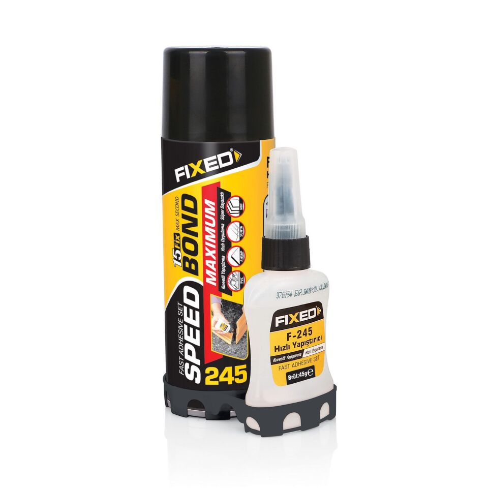FIXED F245 Hızlı Yapıştırıcı Seti 200 ml + 45 gr | Ahşap, MDF, Metal, Plastik İçin Süper Yapıştırıcı