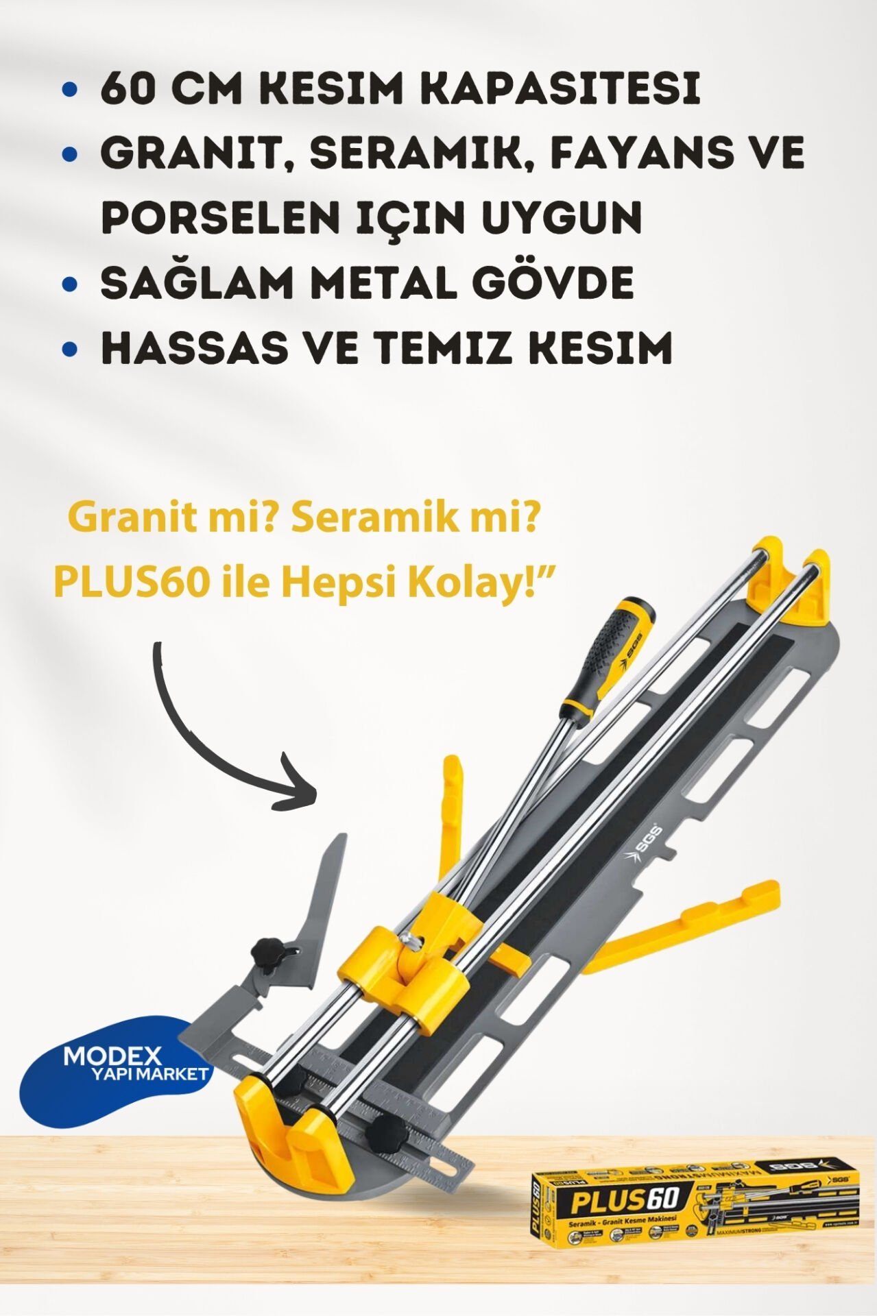 SGS Seramik & Granit Kesme Makinası PLUS60 – Yüksek Performanslı Profesyonel Kesim Çözümü