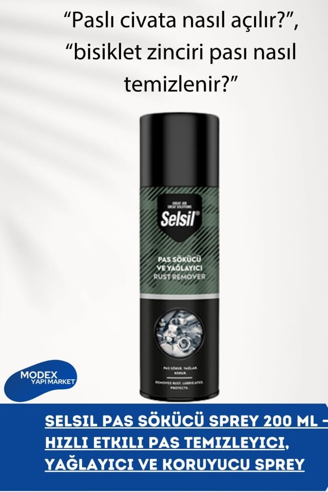 Selsil Pas Sökücü Sprey 200 ML – Hızlı Etkili Pas Temizleyici, Yağlayıcı ve Koruyucu Sprey