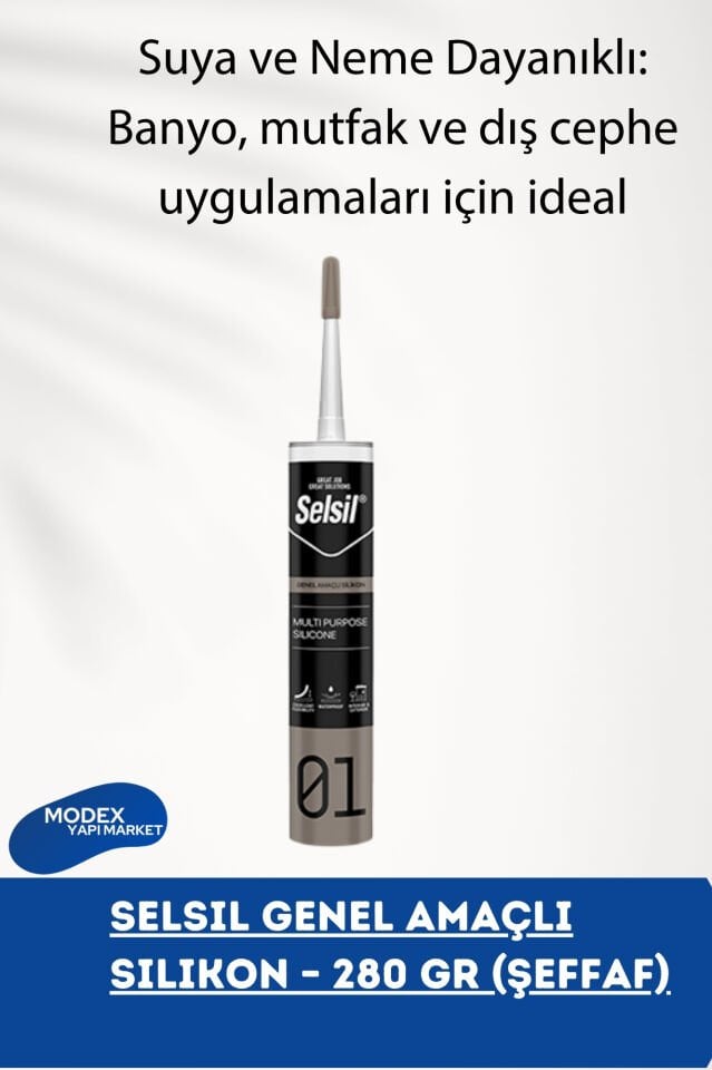 Selsil Genel Amaçlı Silikon – 280 gr (Şeffaf)