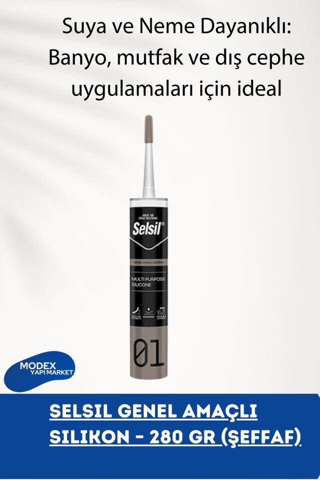 Selsil Genel Amaçlı Silikon – 280 gr (Şeffaf)