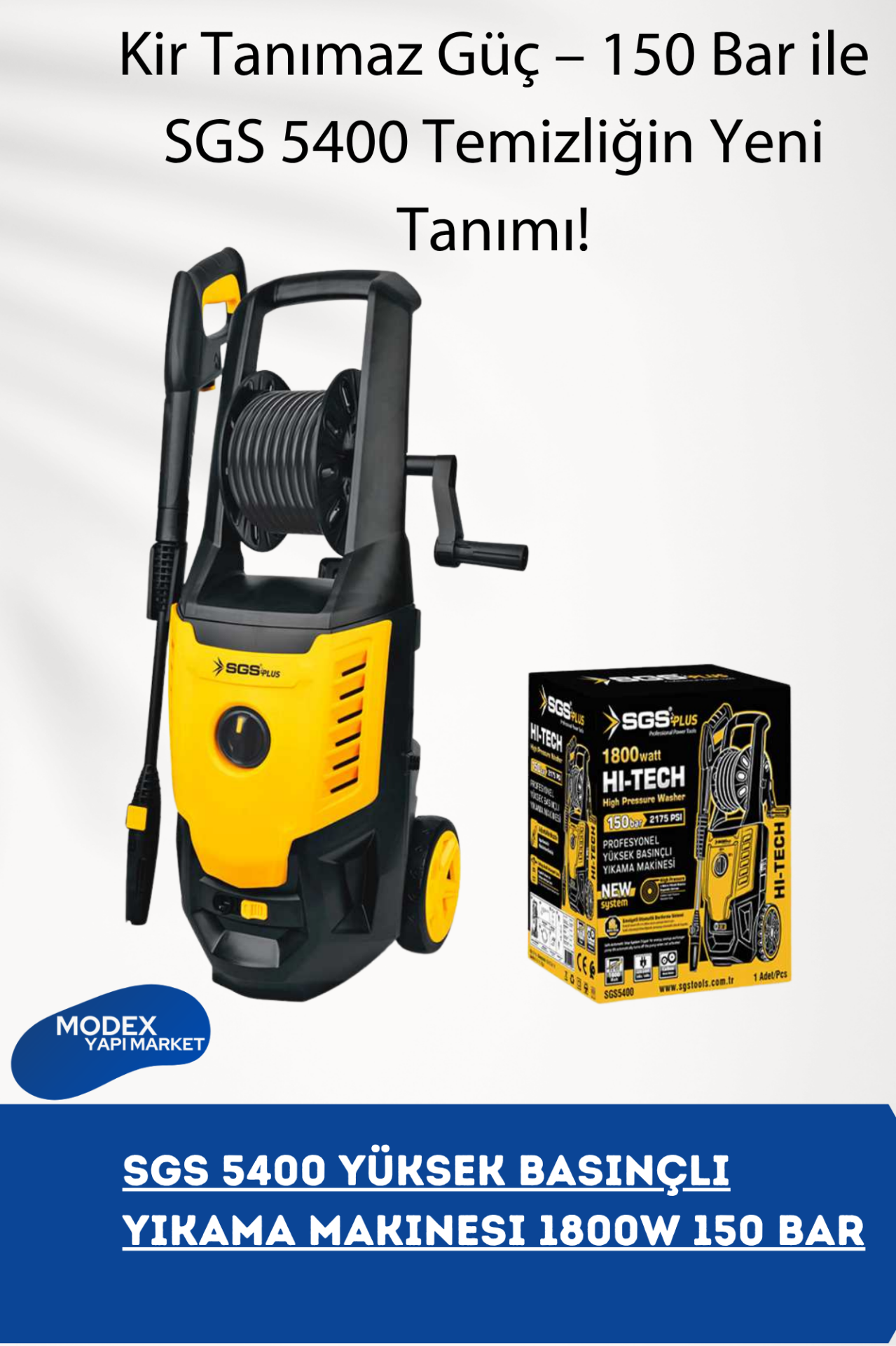 SGS 5400 Yüksek Basınçlı Yıkama Makinası 1800W 150 Bar