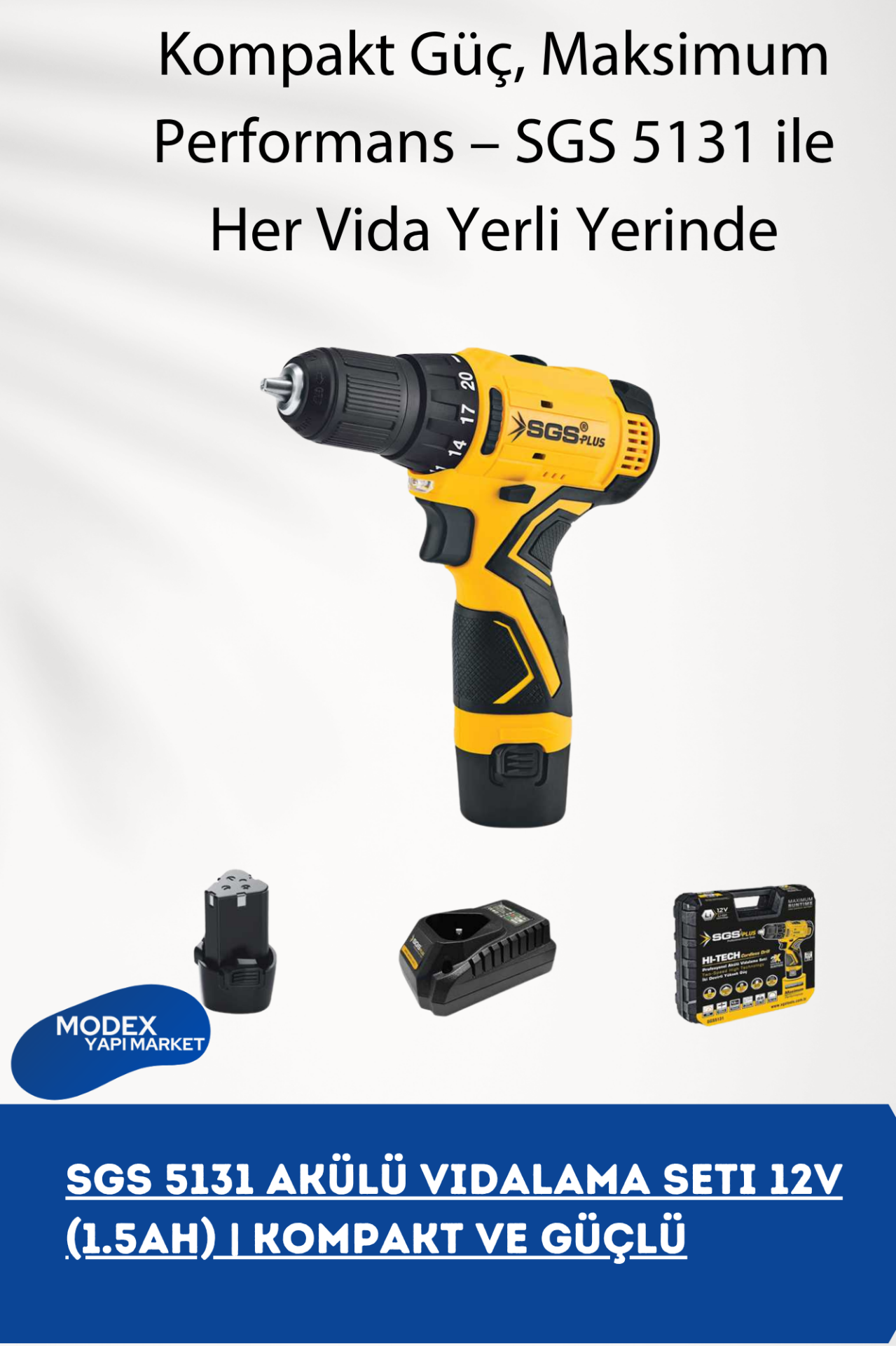 SGS 5131 Akülü Vidalama Seti 12V (1.5Ah) | Kompakt ve Güçlü