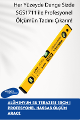Alüminyum Su Terazisi 50cm | Profesyonel Hassas Ölçüm Aracı