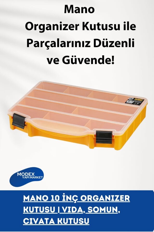 Mano 10 İnç Vida, Somun, Civata Organizer Kutusu – Dayanıklı ve Pratik