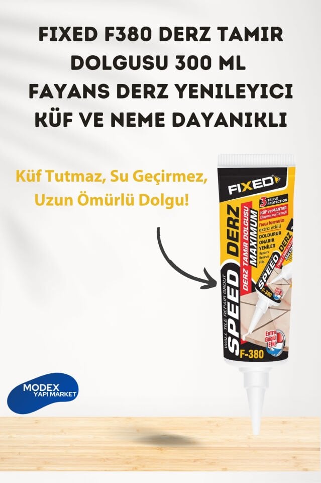 FIXED F380 Derz Tamir Dolgusu 300 ml | Fayans Derz Yenileyici | Küf ve Neme Dayanıklı