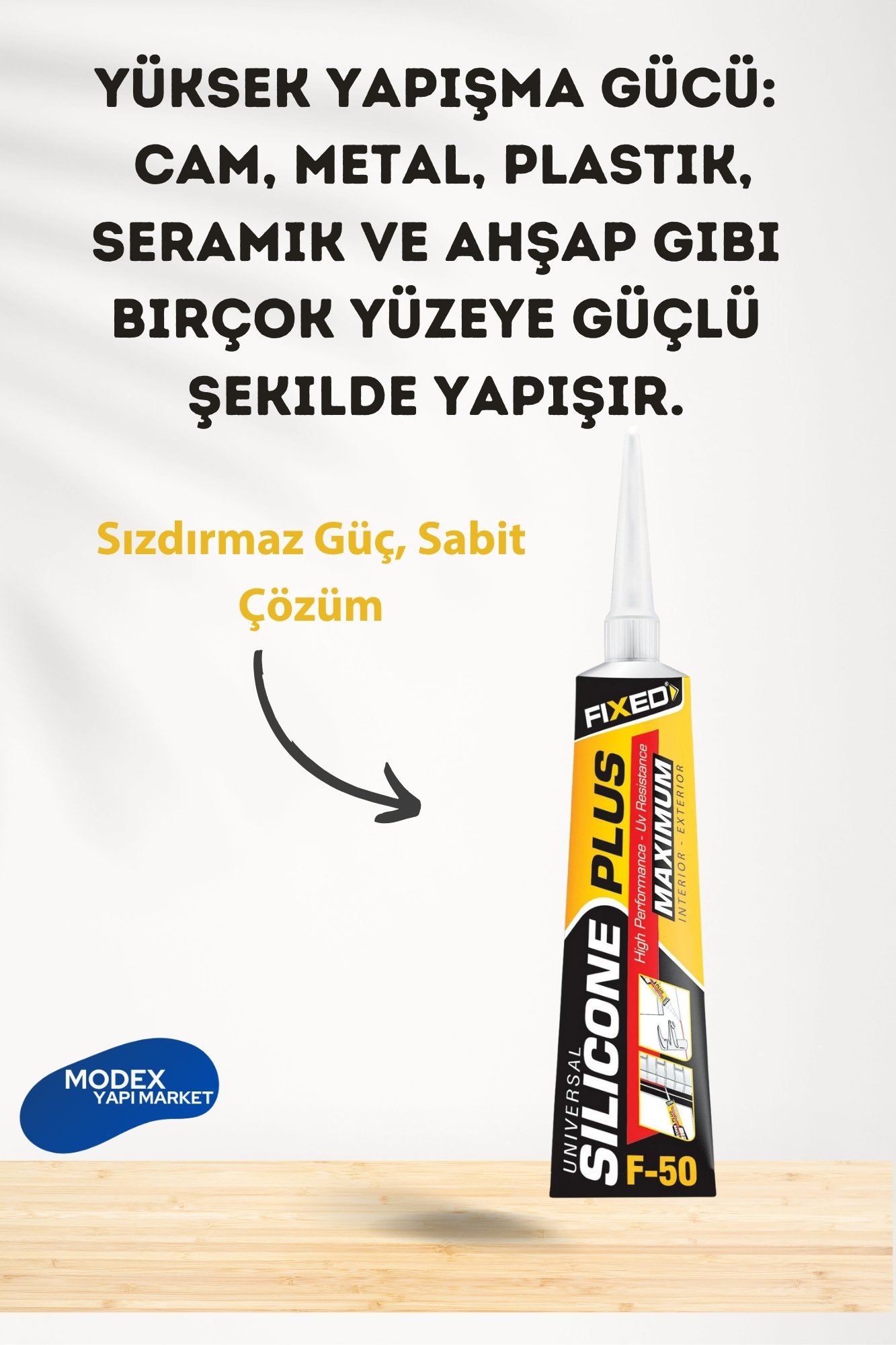 FIXED F50 Tüp Silikon 50gr – Yüksek Performanslı, Esnek ve Suya Dayanıklı Yapıştırıcı