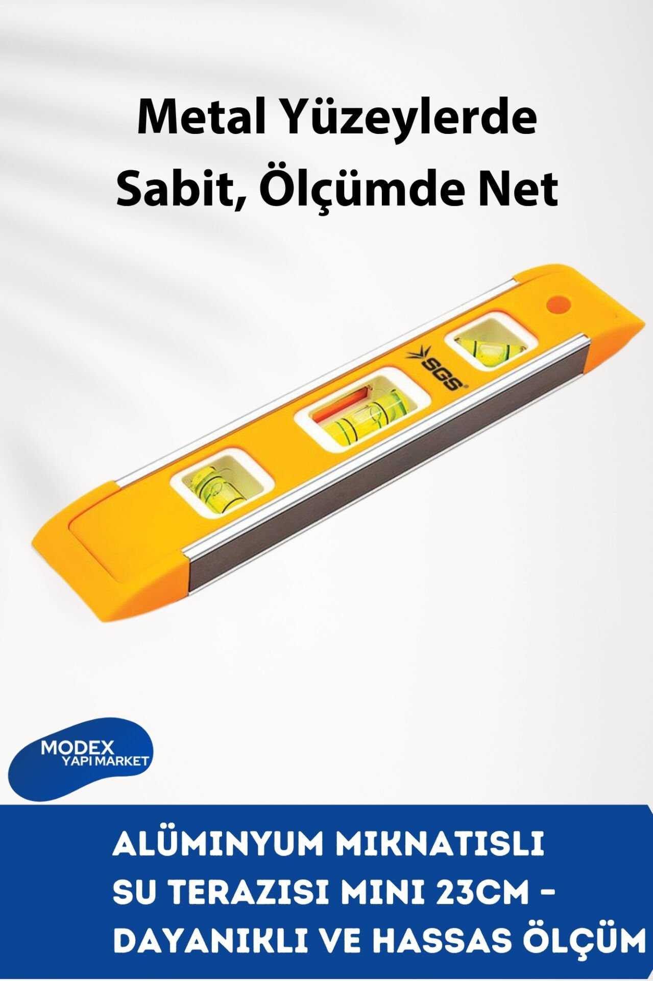 SGS1709 Alüminyum Mıknatıslı Su Terazisi Mini 23cm – Dayanıklı ve Hassas Ölçüm