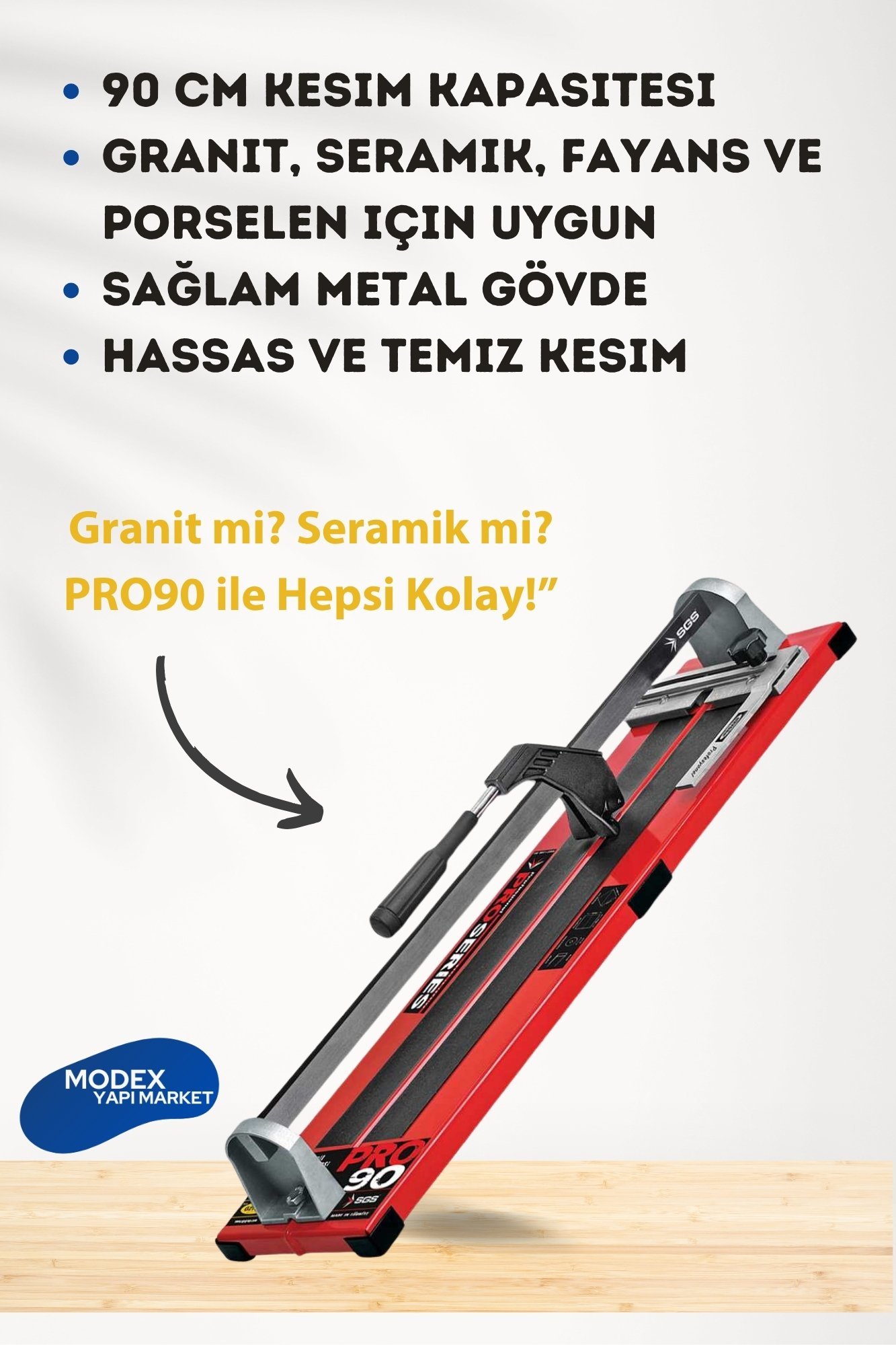 SGS PRO90 Seramik ve Granit Kesme Makinası Yüksek Performanslı, Hassas Kesim