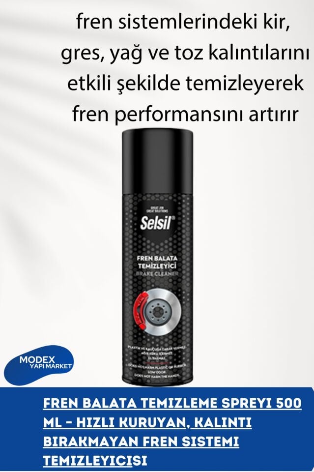 Selsil Fren Balata Temizleme Spreyi 500 ML – Hızlı Kuruyan, Kalıntı Bırakmayan Fren Sistemi Temizleyici