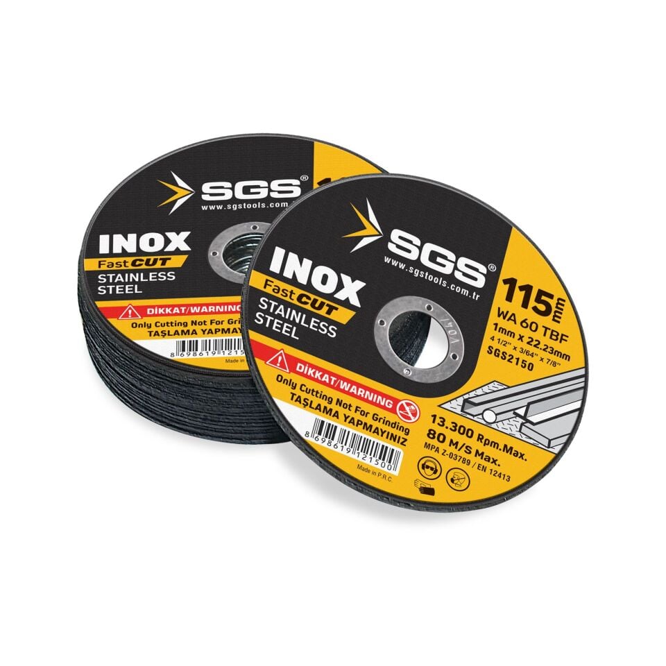 SGS2150 INOX Metal Kesici 115x1,0x22mm  Paslanmaz Çelik ve Metal Kesim Diski