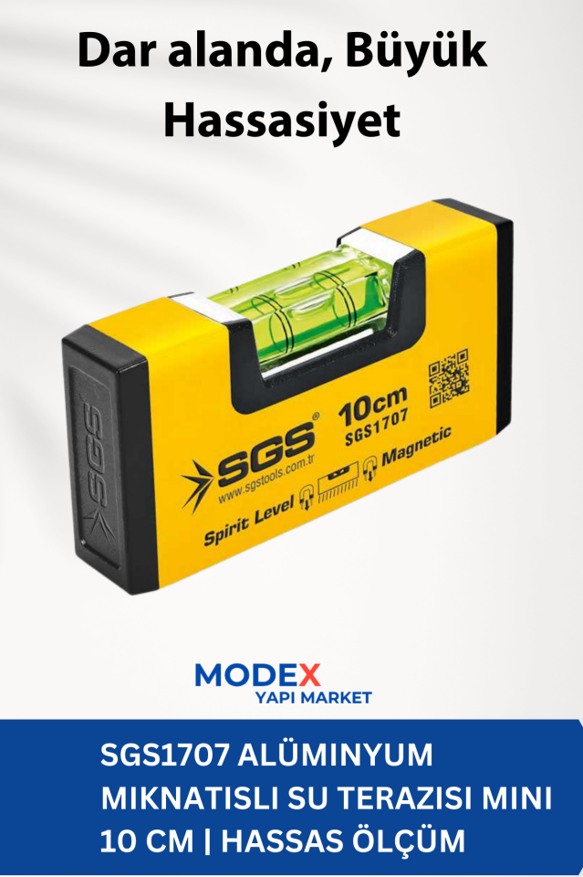 SGS1707 Alüminyum Mıknatıslı Su Terazisi Mini 10 cm | Hassas Ölçüm